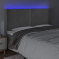 vidaXL Čelo postele s LED bledosivé 183x16x118/128 cm zamat