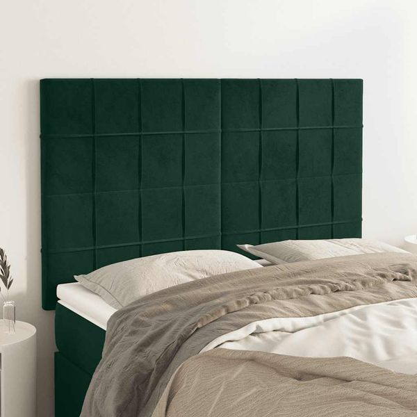 vidaXL Čelo postele tmavozelené 144x5x118/128 cm zamatové