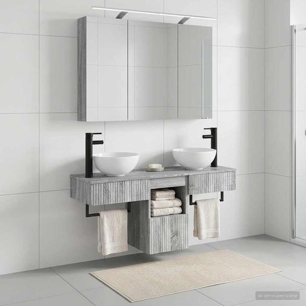vidaXL Set kabinetov do kúpeľne 4 pcs Sivý Sonoma 100 x 14,5 x 70 cm