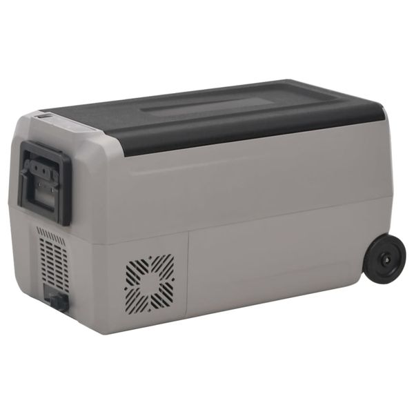 vidaXL Chladiaci box s kolieskom a rukoväťou čierno-sivý 36 l PP a PE