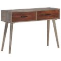 vidaXL Konzolový stolík sivý 110x35x75 cm surový mangovníkový masív