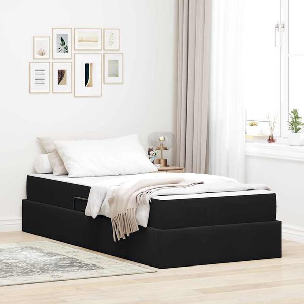 vidaXL Postel s úložným prostorem a matrací Čierna 100 x 200 cm Zamat