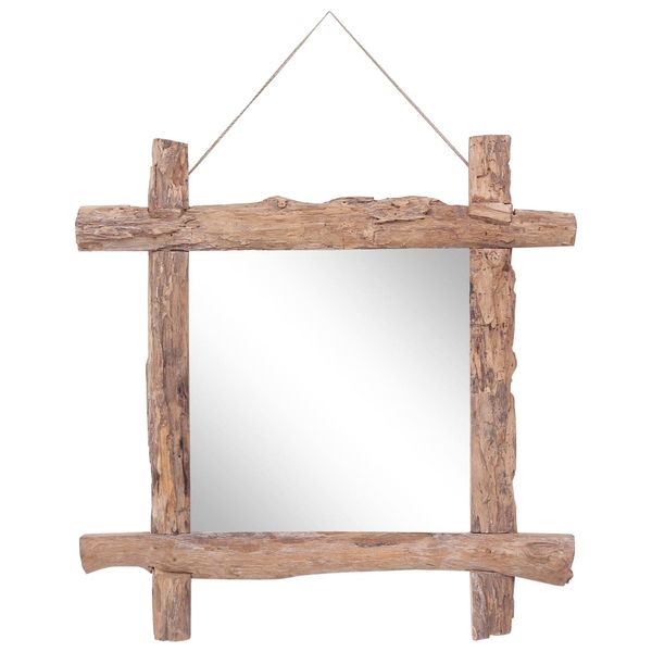vidaXL Zrkadlo z polienok, prírodné 70x70 cm,recyklované tíkové drevo
