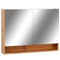 vidaXL LED kúpeľňová zrkadlová skrinka dubová 80x15x60 cm MDF