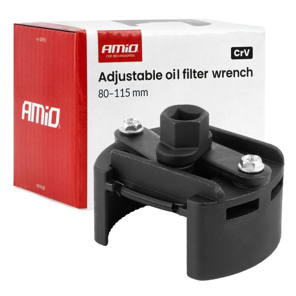 Nastaviteľný kľúč na olejový filter 80–115 mm CrV AMiO-04955