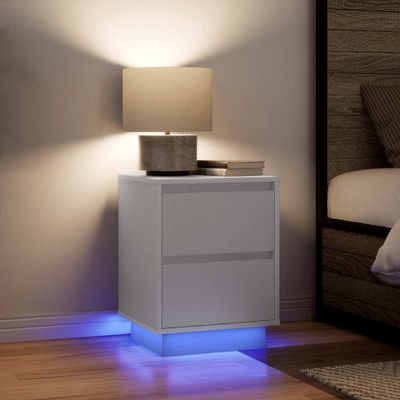 vidaXL Nočné skrinky s LED osvetlením 2 ks Biela 38x34x50 cm