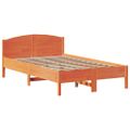 vidaXL Posteľ s knižnicou bez matraca vosková 120x200 cm borovica