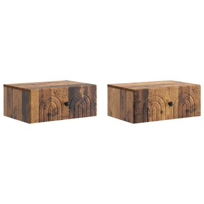 vidaXL Nástenná nočná skrinka 2 pcs Staré drevo 49 x 34,5 x 20 cm
