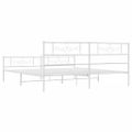 vidaXL Kovový rám postele s čelom a podnožkou biely 200x200 cm