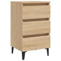 vidaXL Nočné stolíky 2 ks nohy z kovu dub sonoma 40x35x69 cm