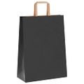 vidaXL Papierové tašky 250 ks s rúčkami, čierna, 26x12x35 cm
