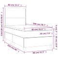 vidaXL Posteľ boxsping s matracom a LED tmavosivá 80x200 cm zamat