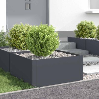 vidaXL Obrubník trávnika 4 ks 60 x 60 x 35 cm Oceľ Antracitová