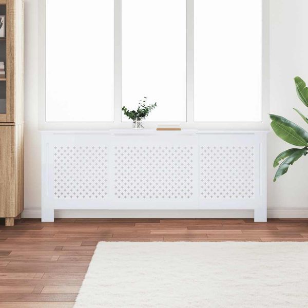vidaXL Kryt na radiátor biely 205 cm MDF