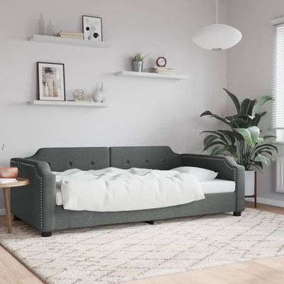 vidaXL Posteľný rám tmavosivý 90x200 cm látka