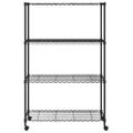 vidaXL Regál so 4 policami na kolieskach 90x35x142 cm čierny 200 kg