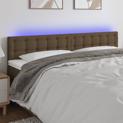 vidaXL Čelo postele s LED tmavohendé 160x5x78/88 cm látka
