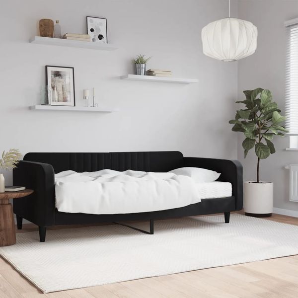 vidaXL Denná posteľ s matracom čierna 100x200 cm zamat