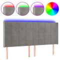 vidaXL Čelo postele s LED bledosivé 183x16x118/128 cm zamat