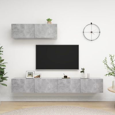 vidaXL TV skrinky 3 ks, betónovo sivé, kompozitné drevo