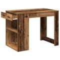 vidaXL Stolík so zásuvkou a policou staré drevo 102x62x77,5 cm