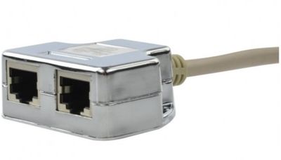 Rozbočovací adaptér RJ45 cat.5e tienený FTP 2 zásuvky/1 zástrčka Rozbočovací adaptér RJ45 cat.5e tienený FTP 2 zásuvky / 1 zástrčka