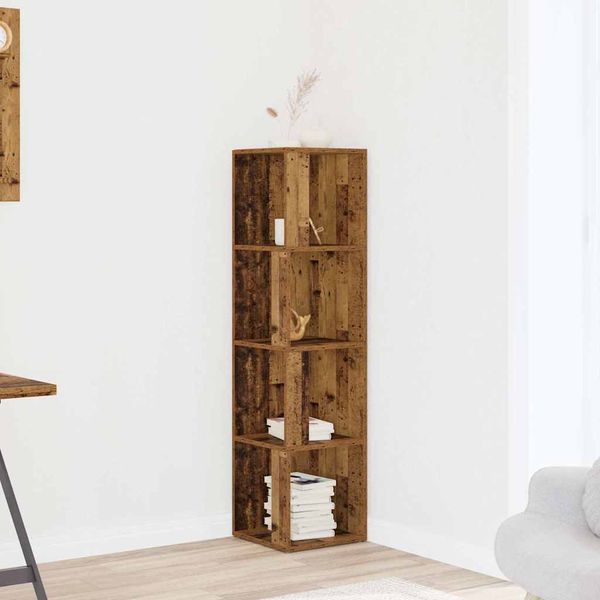 vidaXL rohová skrinka Old Wood 33x33x132 cm Engineered Wood