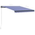 vidaXL Ručne zaťahovacia markíza s LED 350x250 cm modro-biela