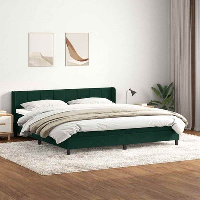 vidaXL Box Spring Posteľ s matracom Tmavo zelená 200x210 cm Zamat