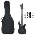 vidaXL Elektrická basgitara pre začiatočníka s taškou čierna 4/4 46"