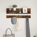 vidaXL Vešiak na stenu Nástenná montáž Dymová dub 90 x 15 x 36 cm