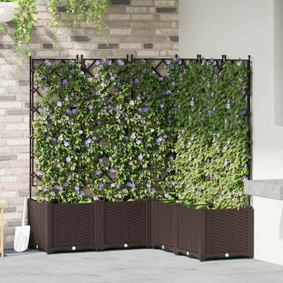 vidaXL Záhradný kvetináč 5 pcs Hnedá 120 x 120 x 143 cm Plast