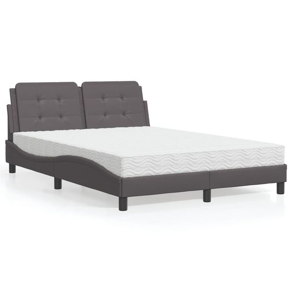 vidaXL Rám postele bez matraca Zadar sivá 140x190 cm umelá koža