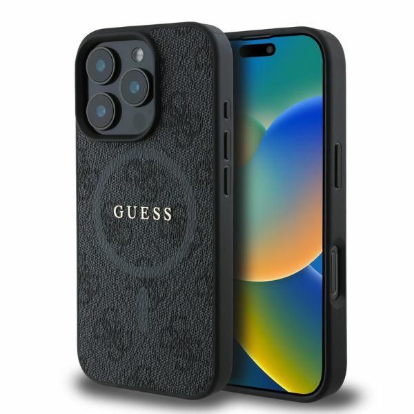 Puzdro Guess pre iPhone 16 Pro 6,3" GUHMP16LG4GFRK čierne tvrdé puzdro 4G Ring Classic Logo MagSafe