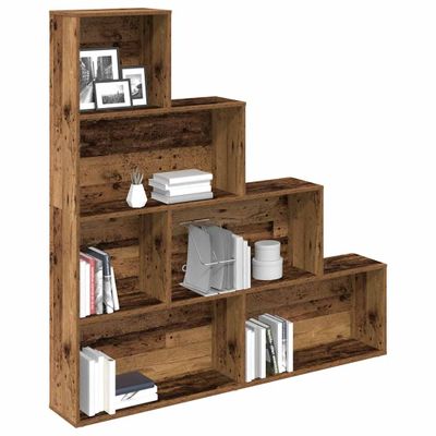 VidaXL knižnica Old Wood 157x24x160 cm Engineered Wood