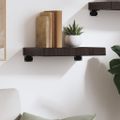 vidaXL Nástenná polica tmavohnedá 40x30x(2-6) cm ošetrený dubový masív