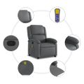 vidaXL Masážne kreslo s polohovacím mechanizmom, sivé, umelá koža