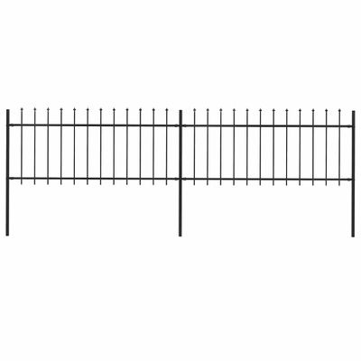 vidaXL Záhradný plot s vrchnou časťou z ocele 337x80 cm čierny