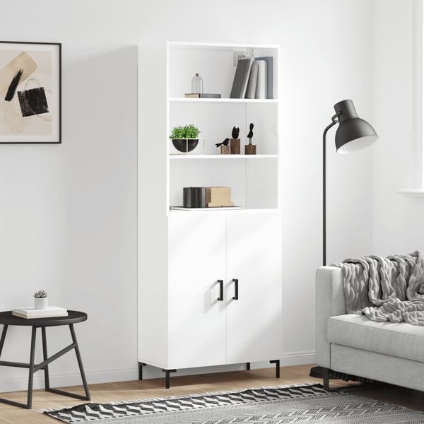 vidaXL Vysoká skrinka lesklá biela 69,5x34x180 cm spracované drevo