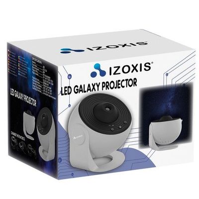 Projektor nočnej oblohy, polárna žiara a galaxia Izoxis 24941, biely
