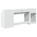 vidaXL Stôl s LED svetlami biely 200x55x91 cm kompozitné drevo