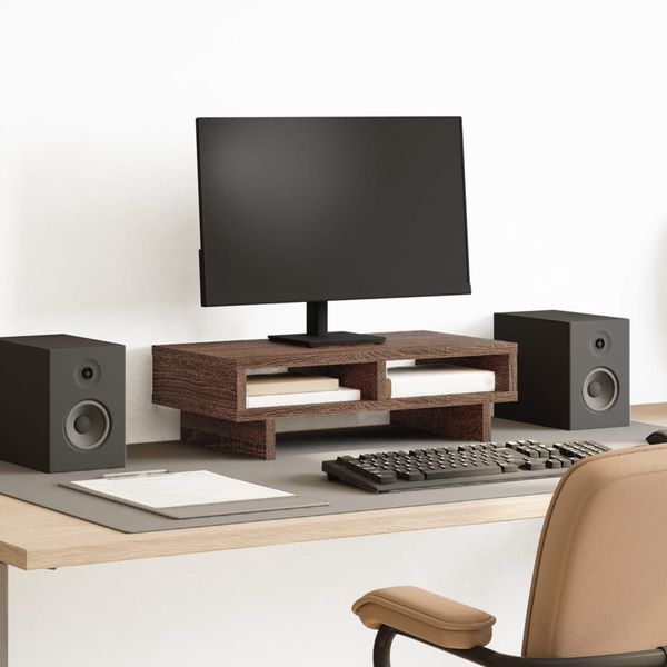 vidaXL Stojan na monitor hnedý dub 50x27x15 cm kompozitné drevo