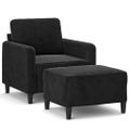 vidaXL Kreslo s podnožkou čierne 60 cm zamat