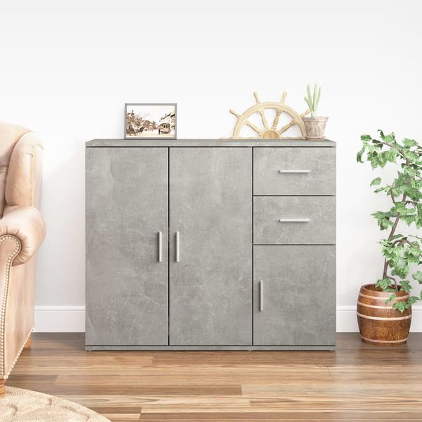 vidaXL Komoda betónovo sivá 91x29,5x75 cm spracované drevo