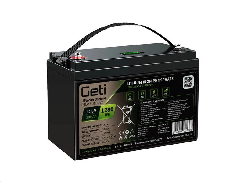 Baterie LiFePO4 12,8V 100Ah GETI GBL-12-100DV2 Displej