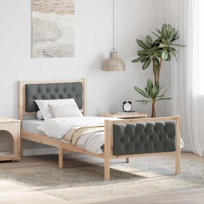 vidaXL Rám postele Tmavo šedá 80 x 200 cm Masívne borovicové drevo