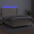 vidaXL Boxspring posteľ s matracom a LED krémová 140x190 cm umelá koža