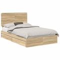 vidaXL Úložná posteľ Sonoma dub 135 x 190 cm Kompozitné drevo
