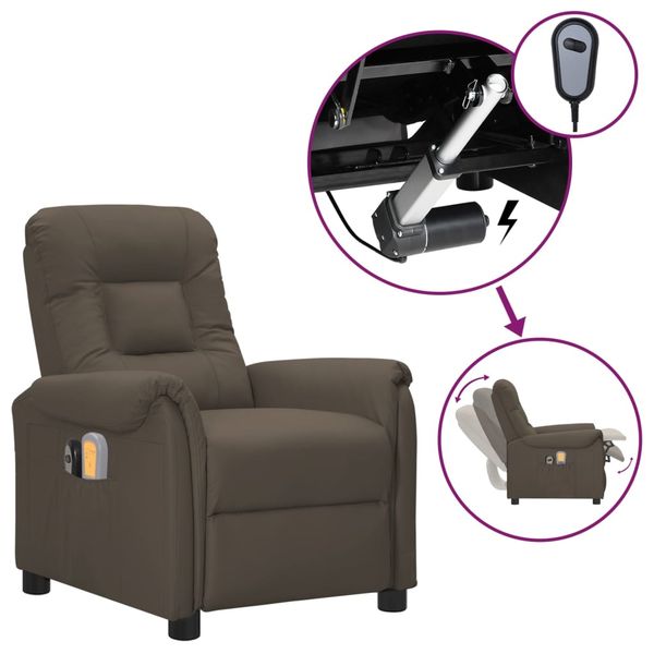 vidaXL Elektrické masážne kreslo sivé umelá koža