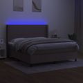 vidaXL Posteľ boxsping s matracom a LED sivohnedá 180x200 cm látka